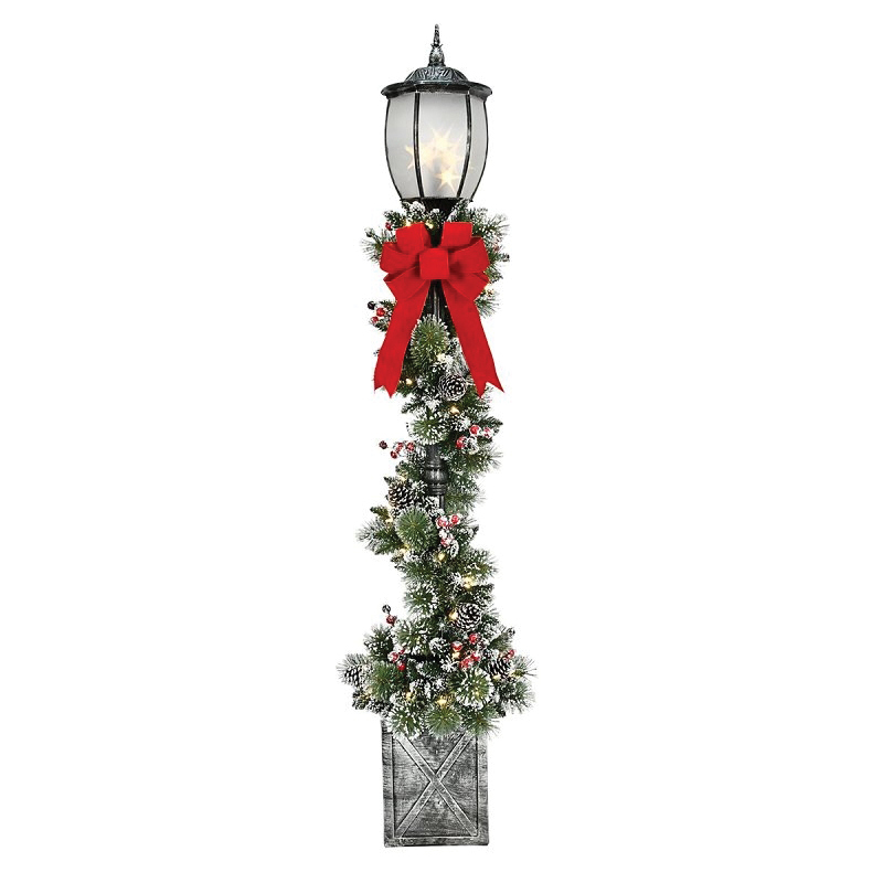 301-LPG-70F5LW05 Glittery Lamp Post Yard Decor, 20 in L, 20 in W, Metal/PVC, White, LED