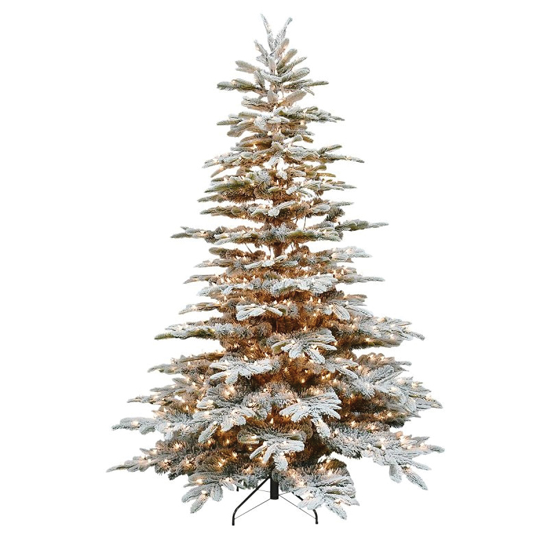 FK-APGF-75C7 Alaskan Flocked Tree, 7-1/2 ft H, Fir Family, Plug-In, Incandescent, Clear Light