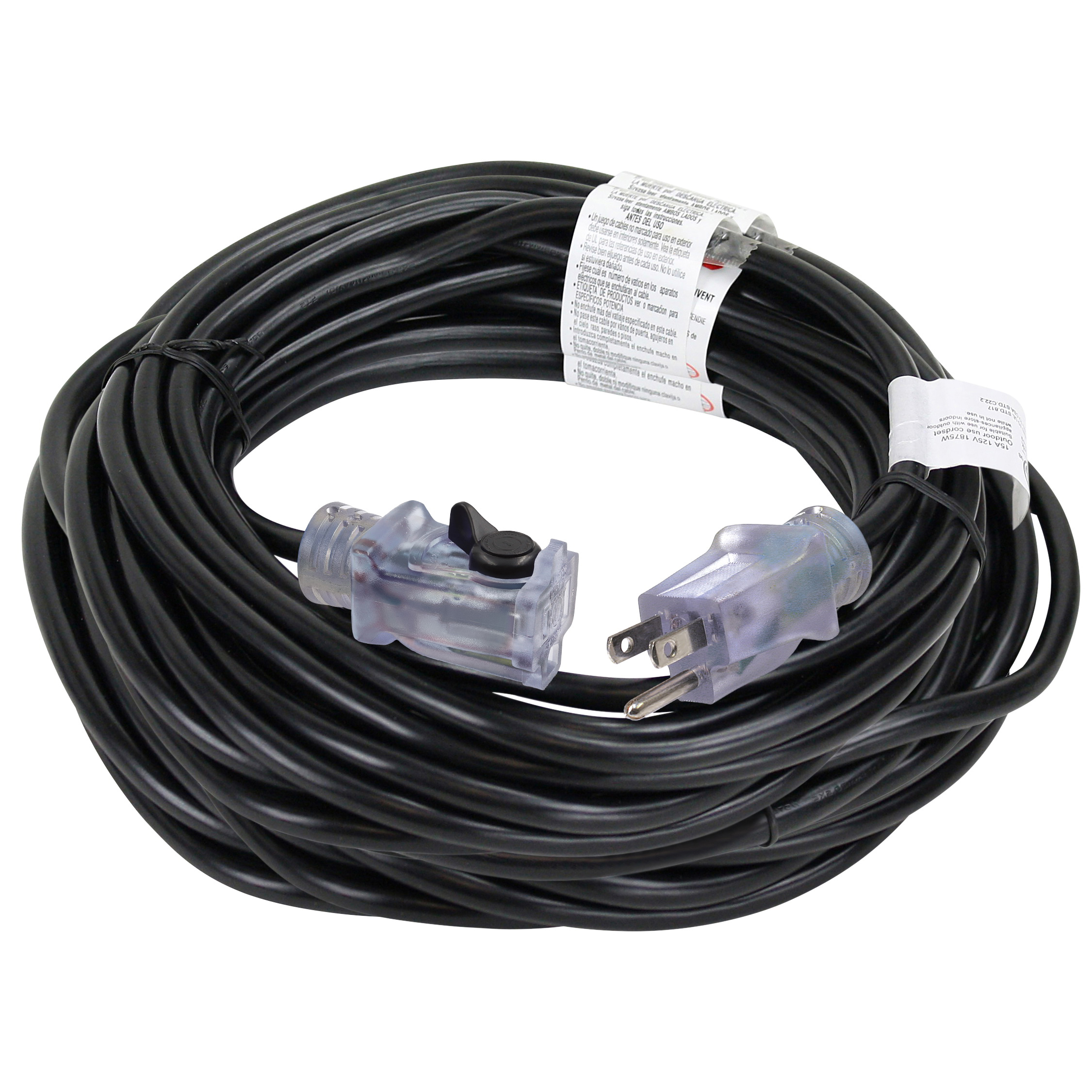 PowerZone ORECPL502633 Extension Cord, 16 AWG Cable, 80 ft L, 10 A, 125 V, Black