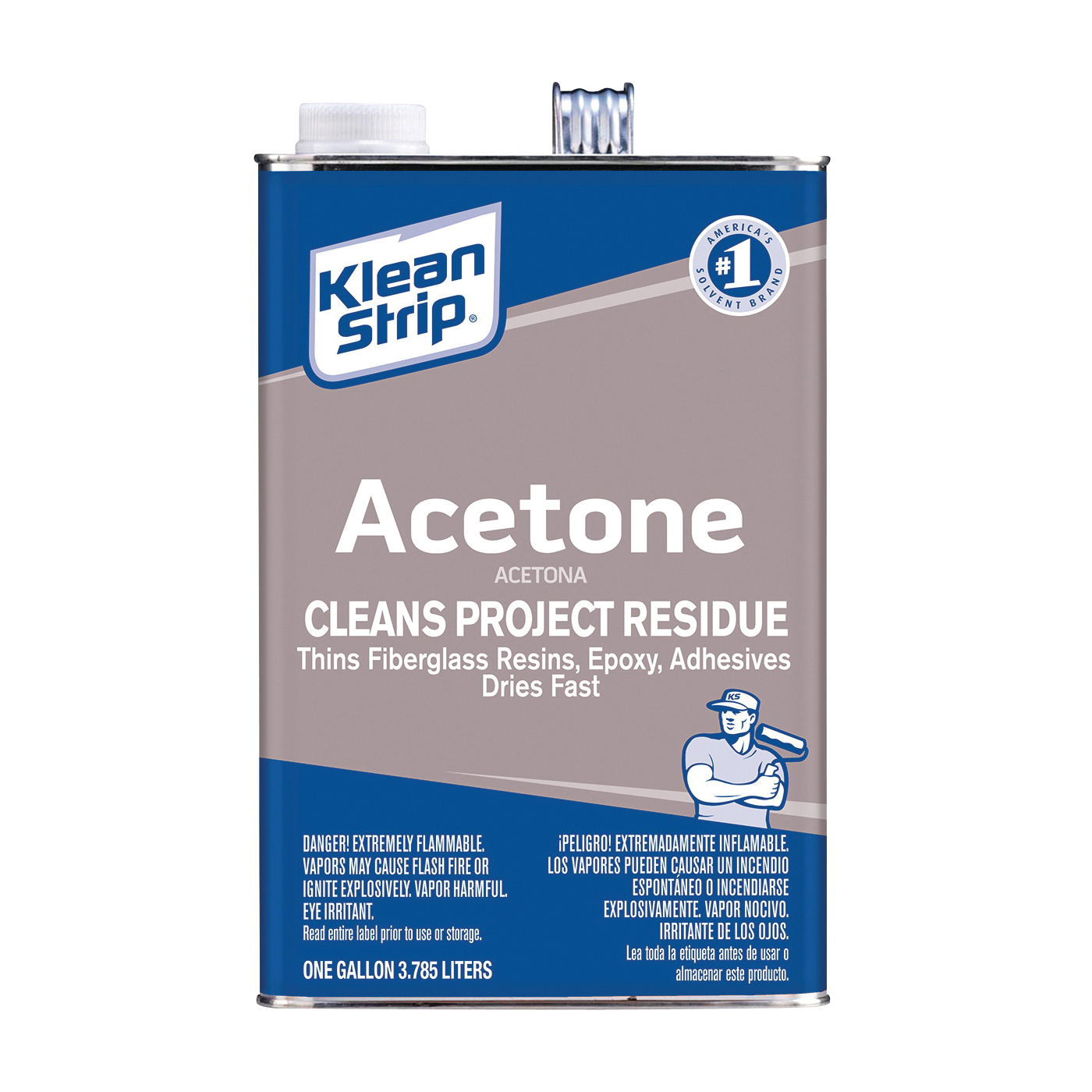 GAC18 Acetone Thinner, Liquid, Characteristic Ketone, Sweet Pungent, Clear, 1 gal, Can