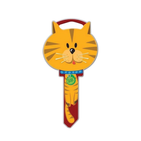 Lucky Line Key Shapes Series B115S Key Blank, Cat, Brass, Enamel-Coated, For: Schlage Locks