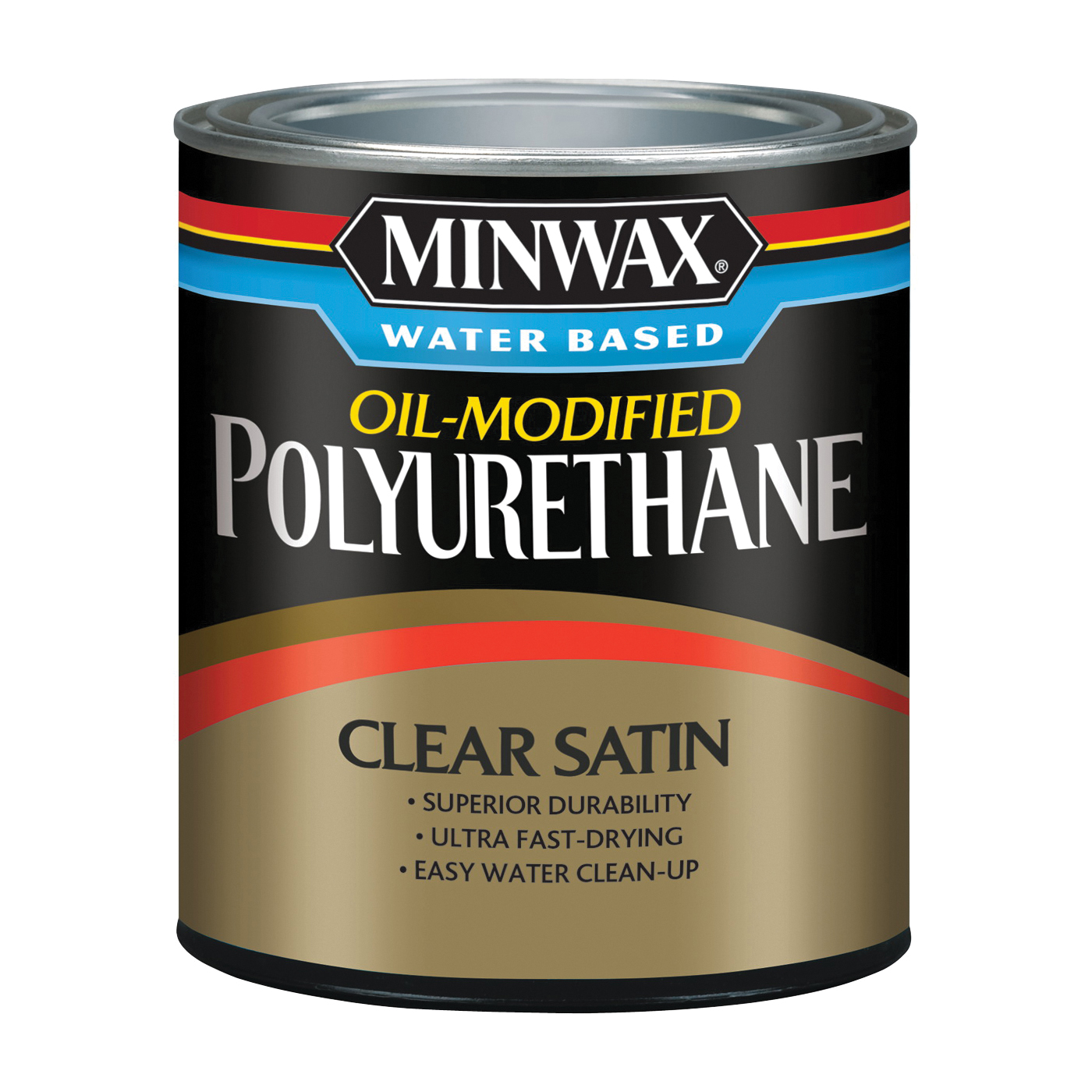 Minwax 630250444 Polyurethane, Water Base, Clear, Liquid, 1 qt Can