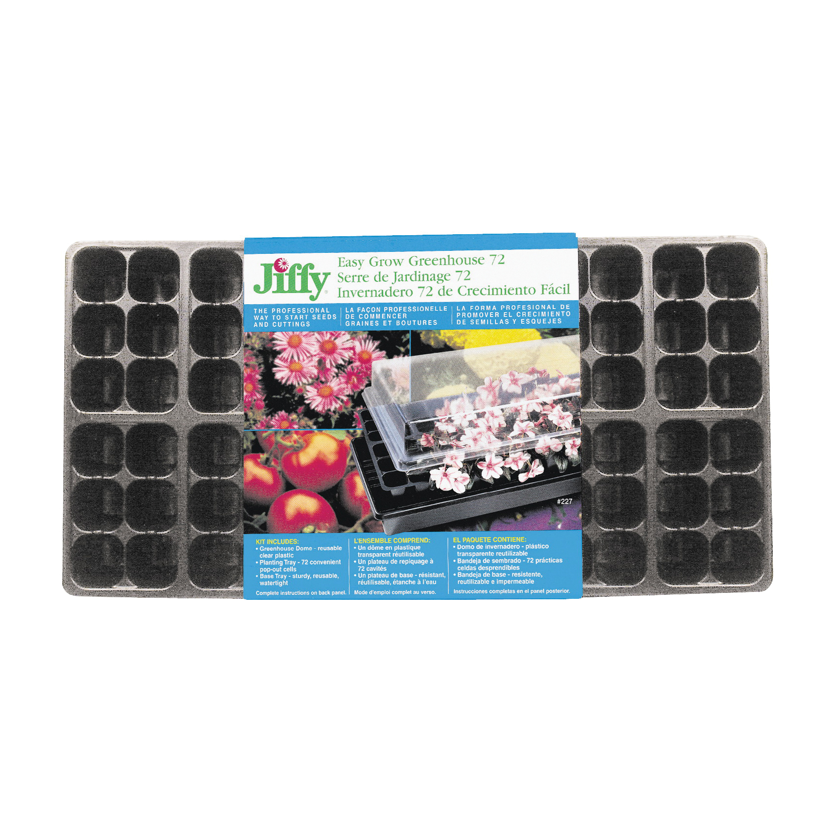 Jiffy T72H Seed Starter, 11 in L Tray, 22 in W Tray, 72 -Cell, Plastic - 1