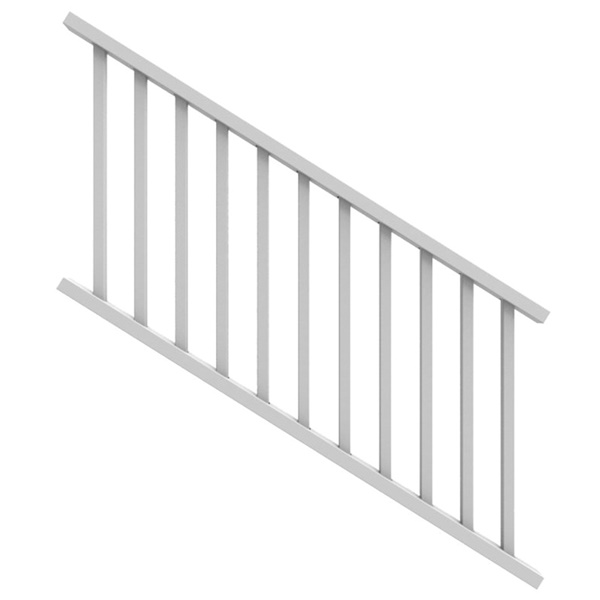 Select 73024862 Stair Rail Kit with Baluster, 6 ft L Actual, Square Profile, Vinyl, White