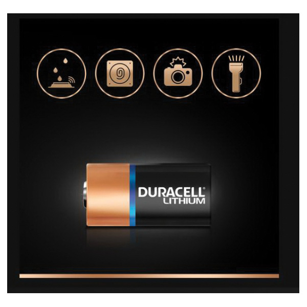 Duracell COPPERTOP Series DL123ABPK Photo Battery, 3 V Battery, 1.4 Ah, Lithium Manganese Dioxide - 3