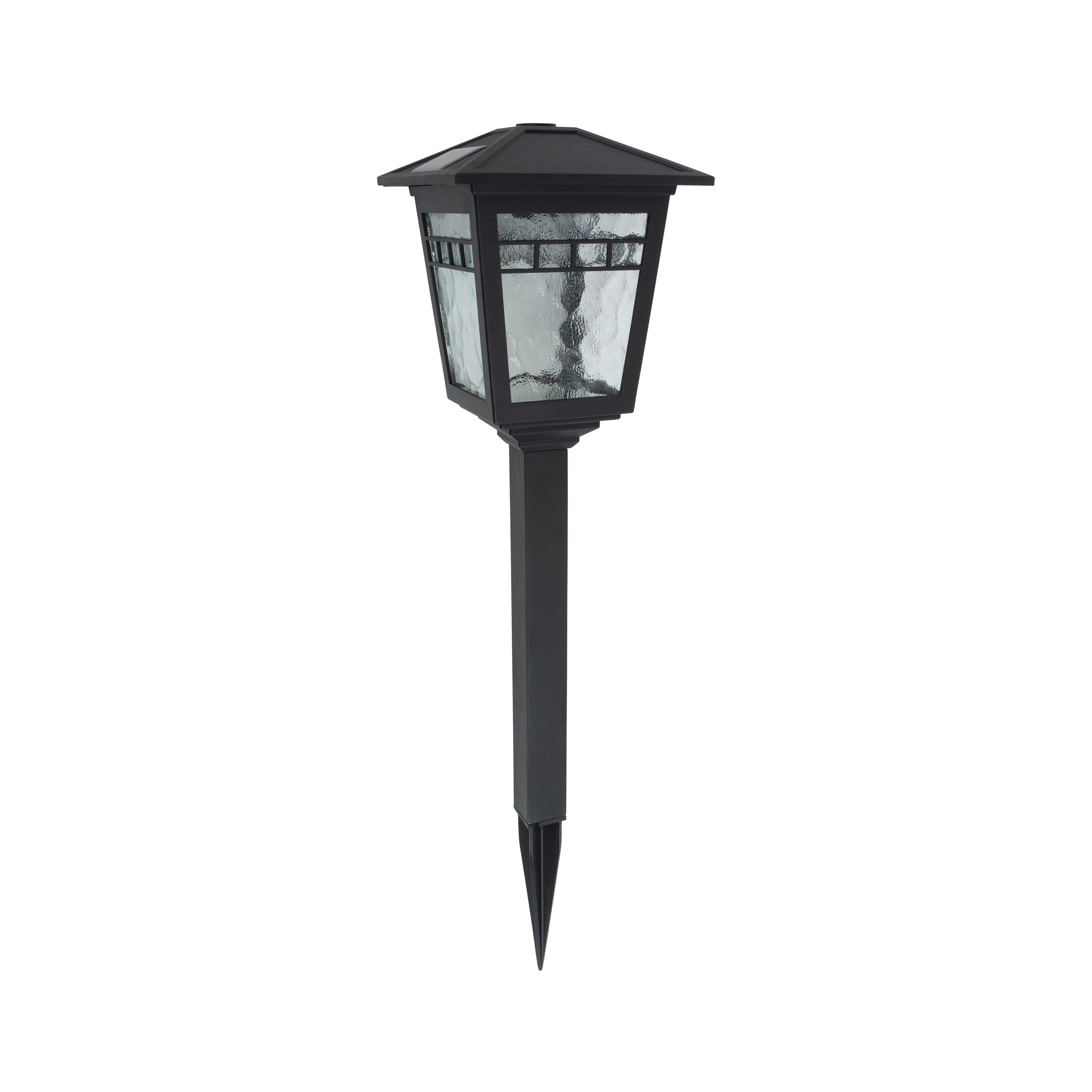 Solar Coach Stake Light, Ni-Mh Battery, AA Battery, 1-Lamp, Plastic and Glass Fixture, Black