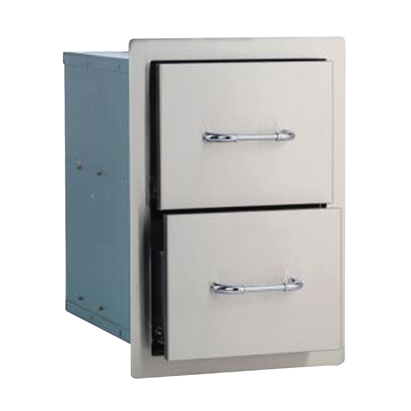 56985 Double Drawer, 20-3/4 in L, 12-3/4 in W, 19-1/2 in H, 2 -Drawer, Stainless Steel