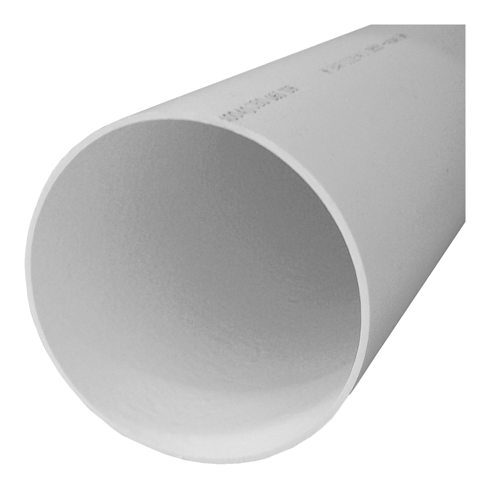 GENOVA 40030 Sewer and Drain Pipe, 4 in, 10 ft L, White - 1