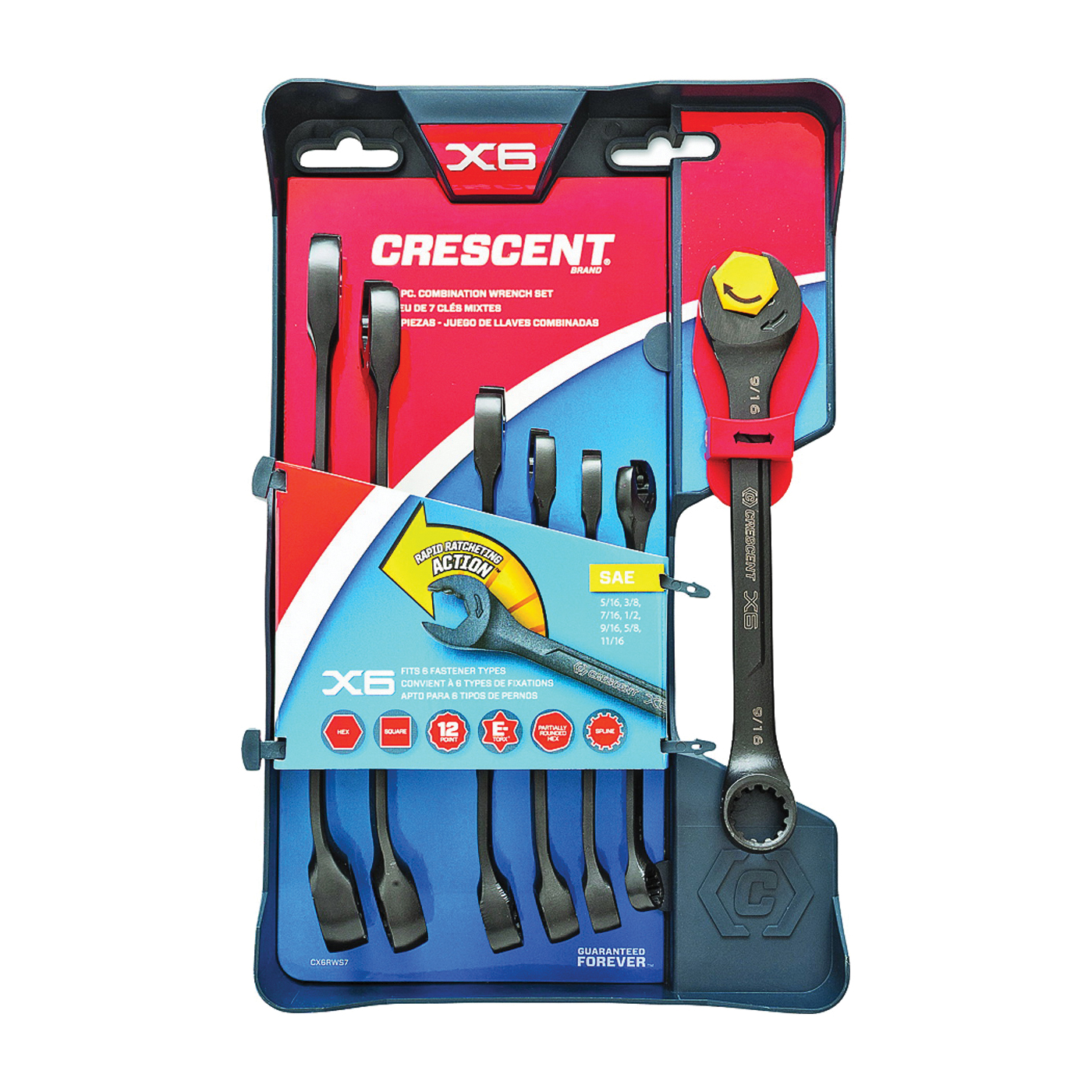 CX6RWS7 Wrench Set, 7-Piece, Specifications: SAE Measurement