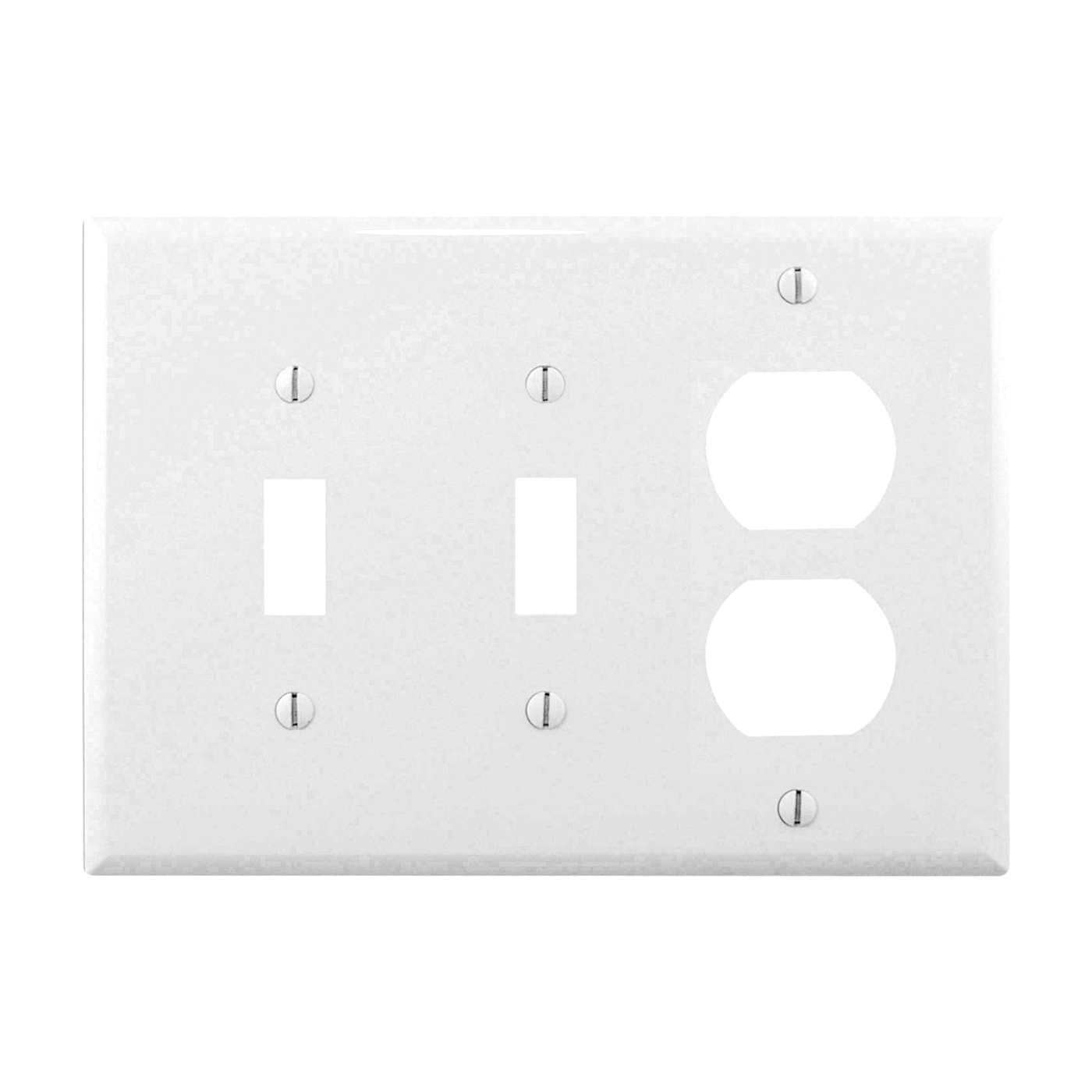PJ28W Combination Wallplate, 4-7/8 in L, 6-3/4 in W, Mid, 3-Gang, Polycarbonate, White, High-Gloss