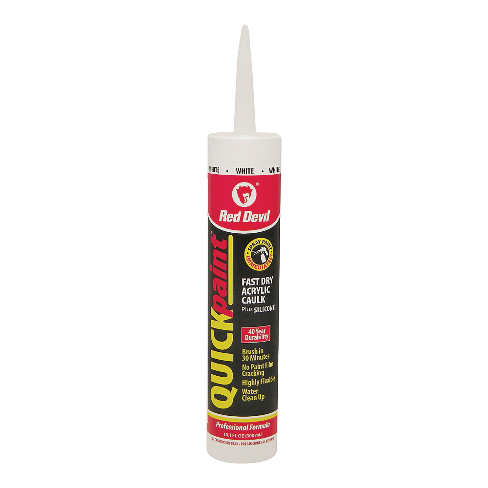 Quick Point 0946 Fast Dry Acrylic Caulk, White, 40 to 90 deg F, 10.1 fl-oz Cartridge