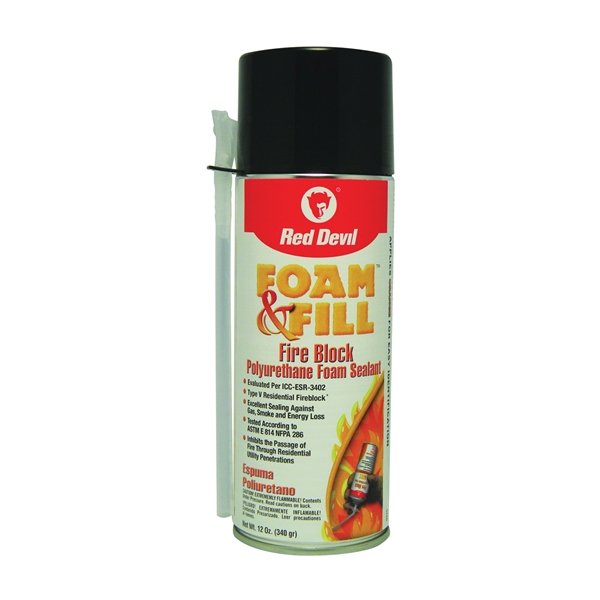 Foam & Fill 0915 Fire Block Foam Sealant with Nozzle, Champagne, 41 to 86 deg F, 12 oz Aerosol Can