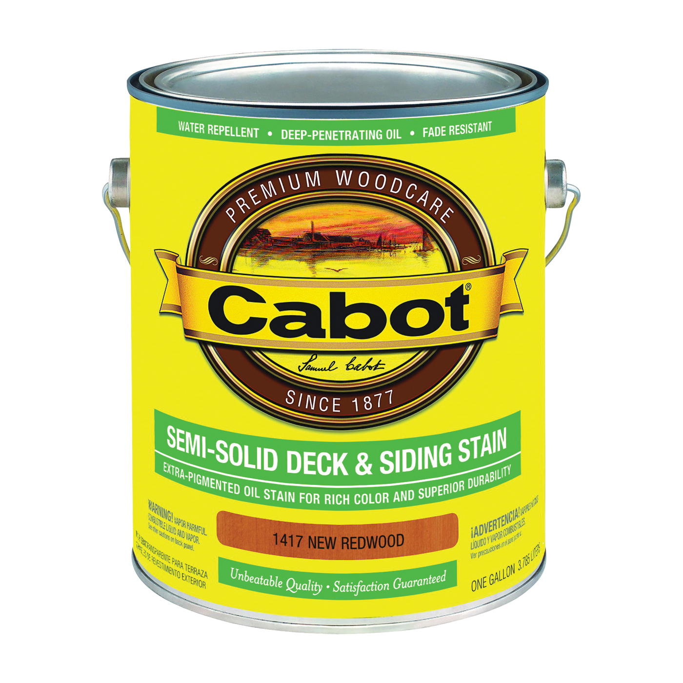 Cabot 140.0001417.007 Semi Transparent Stain, Natural Flat, New Redwood, Liquid, 1 gal