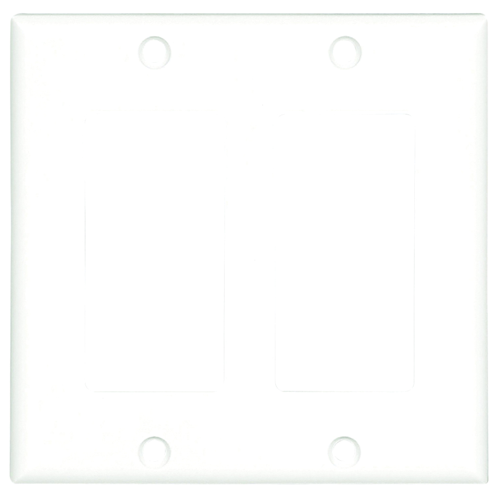 2152W-BOX Wallplate, 4-1/2 in L, 4.56 in W, 2-Gang, Thermoset, White, High-Gloss