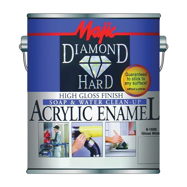 Majic Paints DiamondHard 8-1500 Series 8-1500-1 Enamel Paint, Gloss, White, 1 gal Can - 2