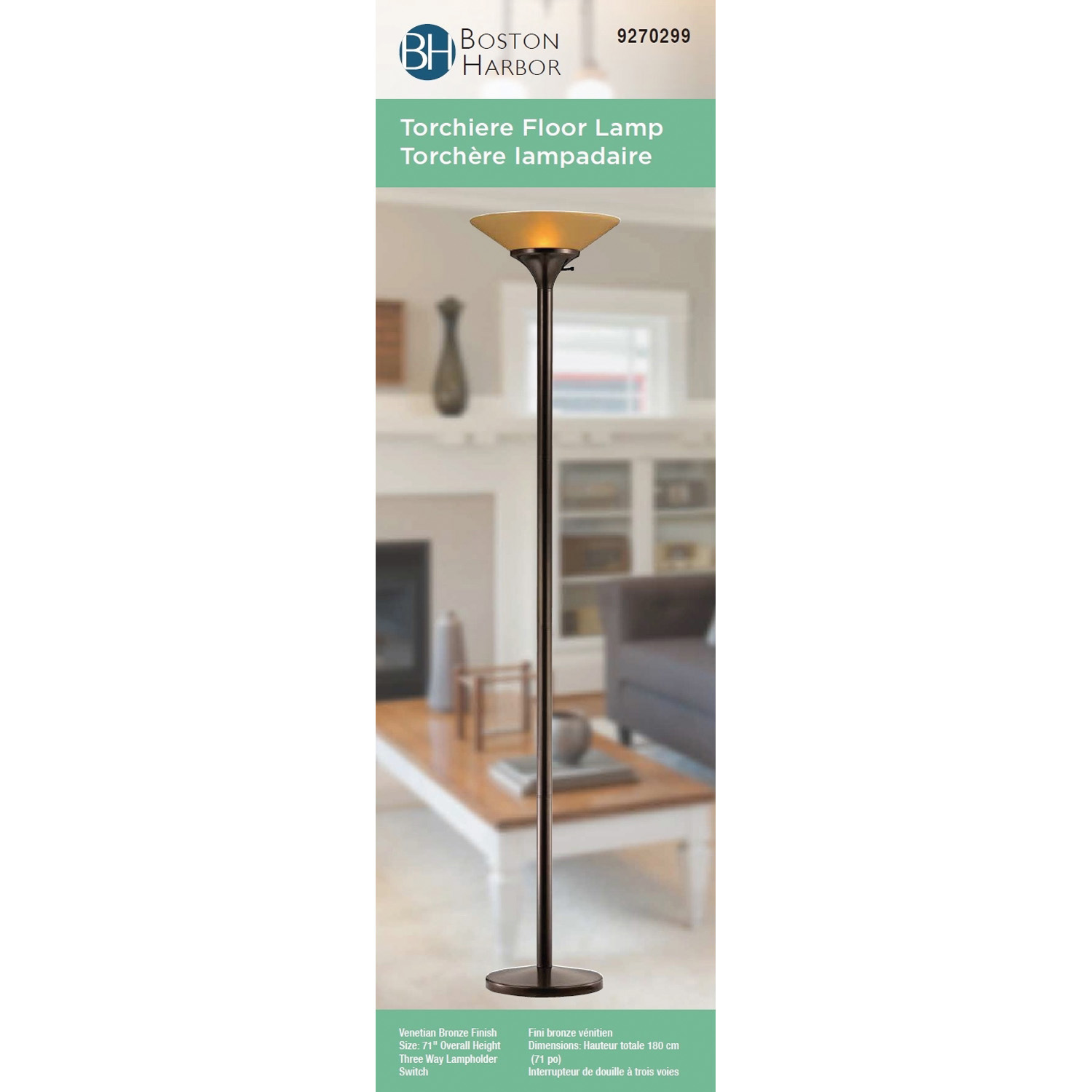 Boston Harbor AP-3043-VB Floor Lamp, Incandescent Lamp - 3