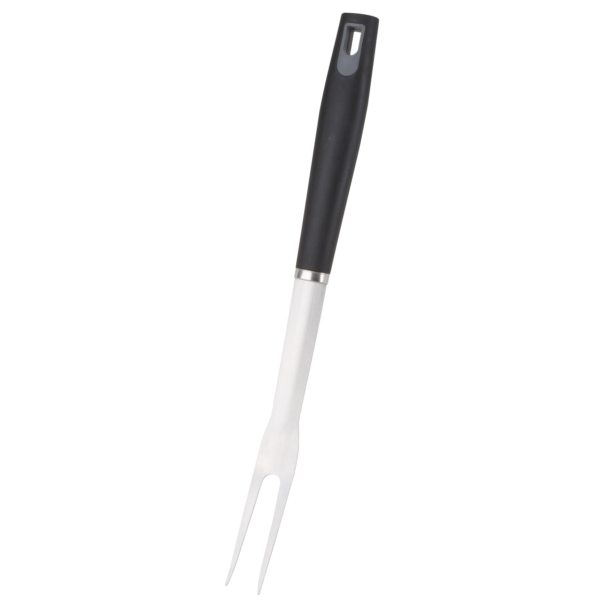 BBQ Fork, 1.5 mm Gauge, Stainless Steel Blade, Stainless Steel, Plastic Handle, Straight Handle