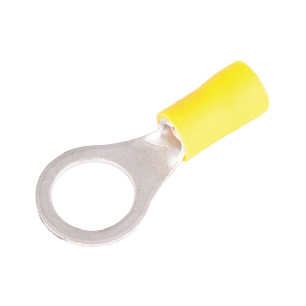 10-108 Ring Terminal, 600 V, 12 to 10 AWG Wire, 1/4 to 3/8 in Stud, Vinyl Insulation, Yellow