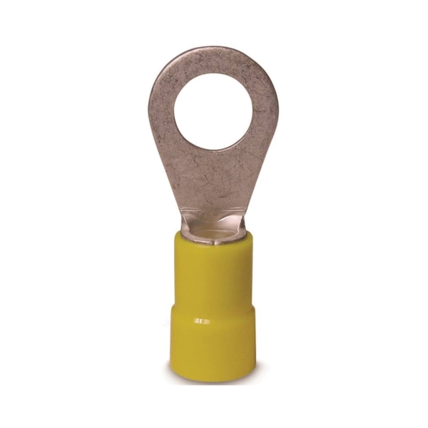 GB 20-107 Ring Terminal, 600 V, 12 to 10 AWG Wire, 12 to 1/4 in Stud, Vinyl Insulation, Copper Contact, Yellow - 1
