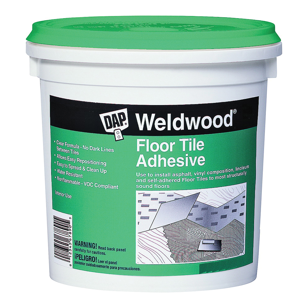 00136 Floor Tile Adhesive, Clear, 1 qt Pail