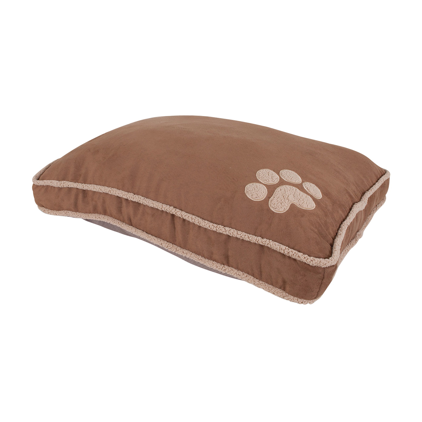 80393 Pillow Pet Bed, 36 in L, 45 in W, Paw Print Pattern, Polyfill Fill, Dark Tan