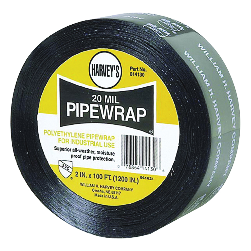 014130 Pipe Wrap, 100 ft L, 2 in W, 20 mil Thick, Black
