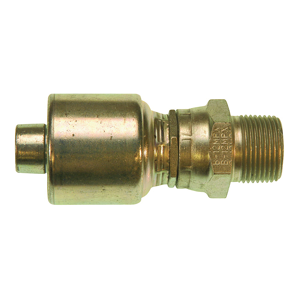 MegaCrimp G25105-0806 Hose Coupling, 3/8-18, Crimp x NPTF, Straight Angle, Steel, Zinc