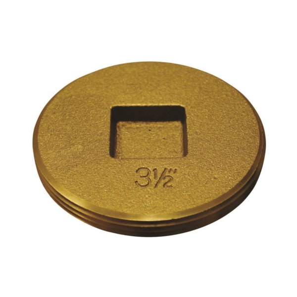 42744 Cleanout Pipe Plug, 3-1/2 in, Raised Head, Brass