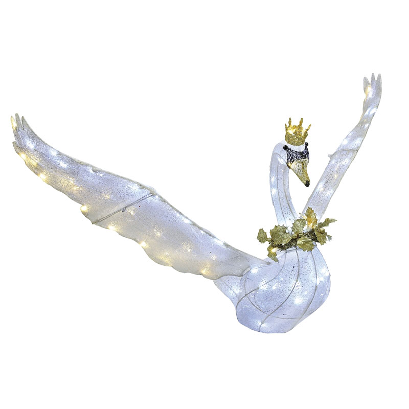 75-YD1041L Lighted Swan, LED, Warm White/Cool White, 31 ft Tall