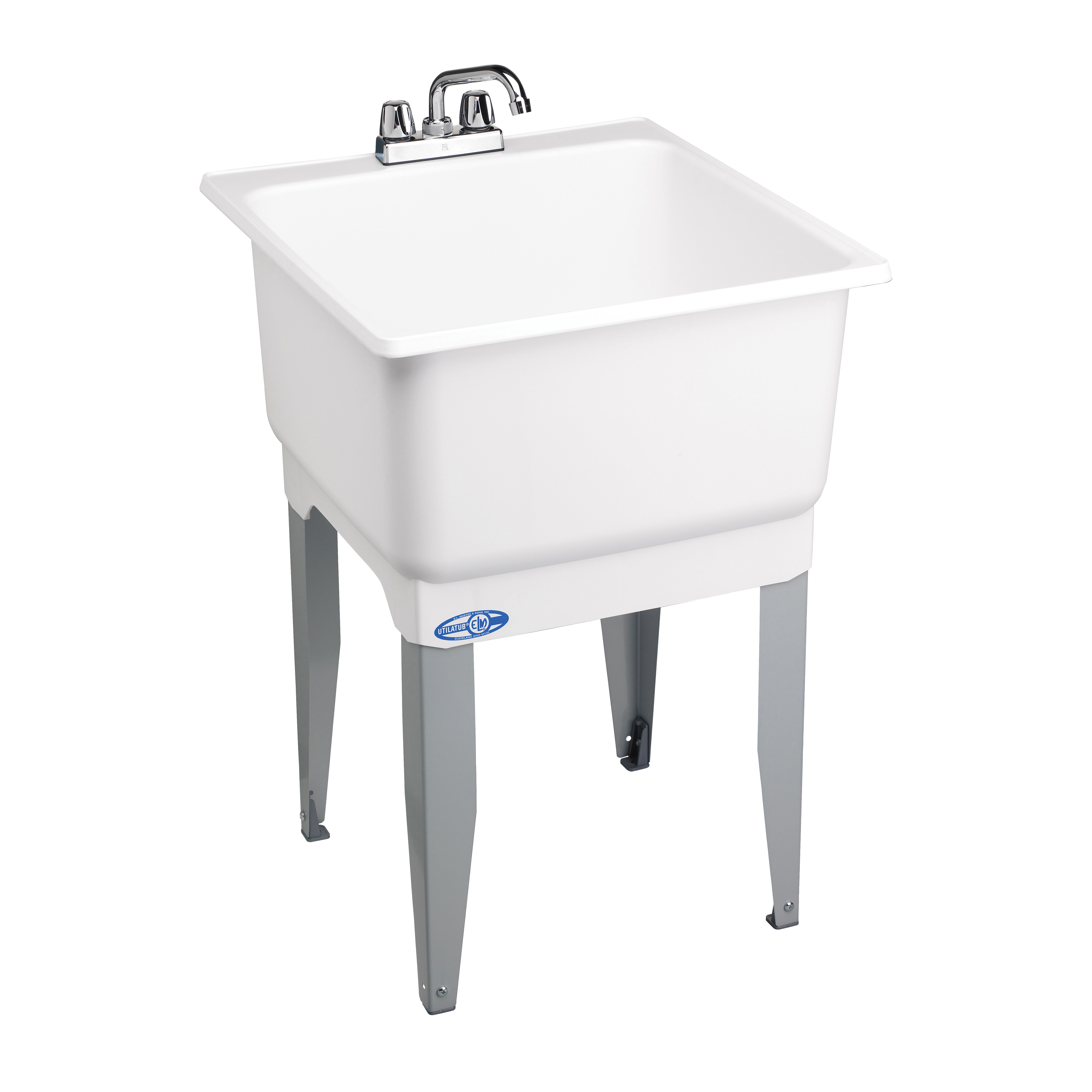 UTILATUB Series 14CP Laundry Tub Combo Kit, 20 gal Capacity, 33 in OAH, Polypropylene, White, Floor Mounting