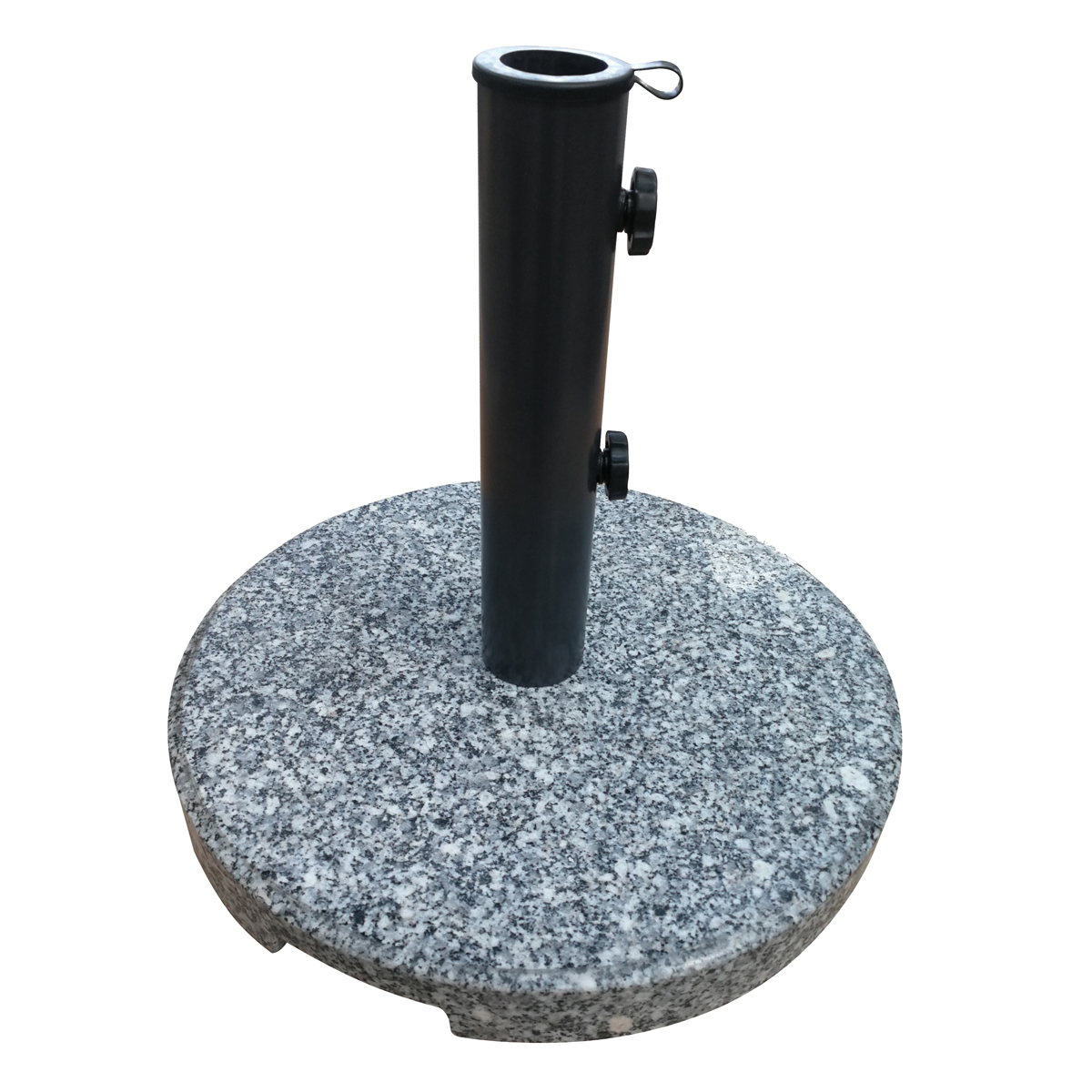 59657 Umbrella Base, 15.7 in Dia, 13.7 in H, Round, Stone, Steel and Plastic, Gray and Black