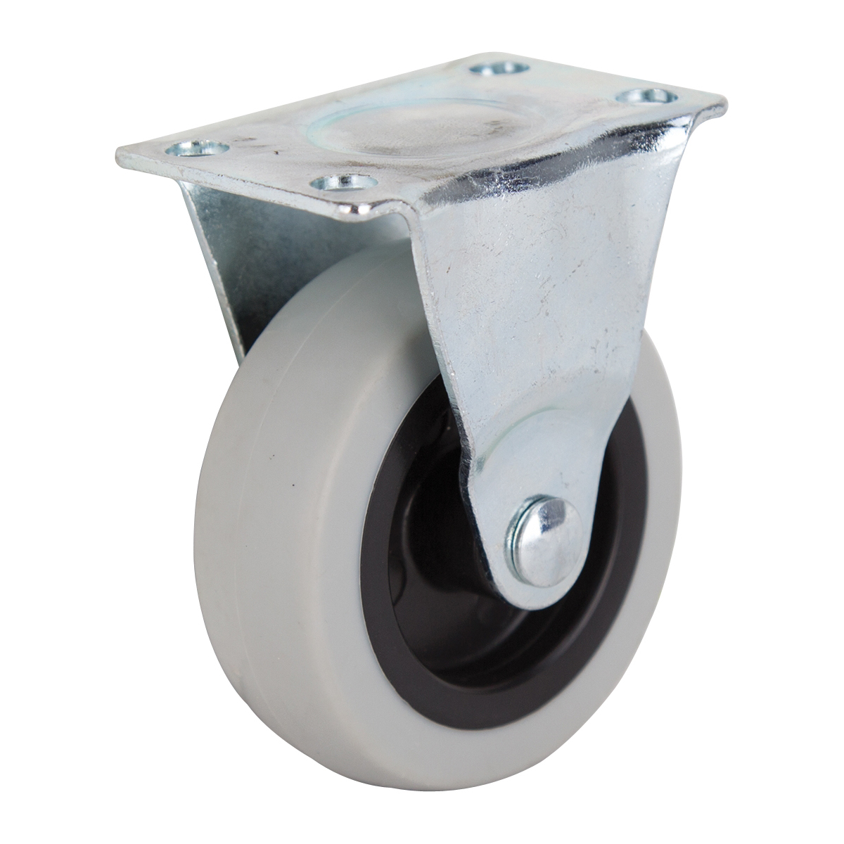JC-N02-G Rigid Caster, 3 in Dia Wheel, 24 mm W Wheel, Thermoplastic Rubber Wheel, Gray, 130 lb