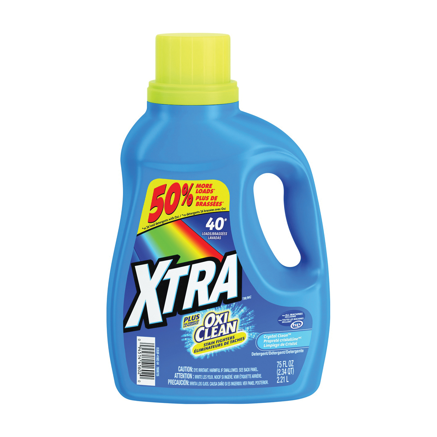 41602 Laundry Detergent, 75 oz, Bottle, Liquid, Clean Crystal