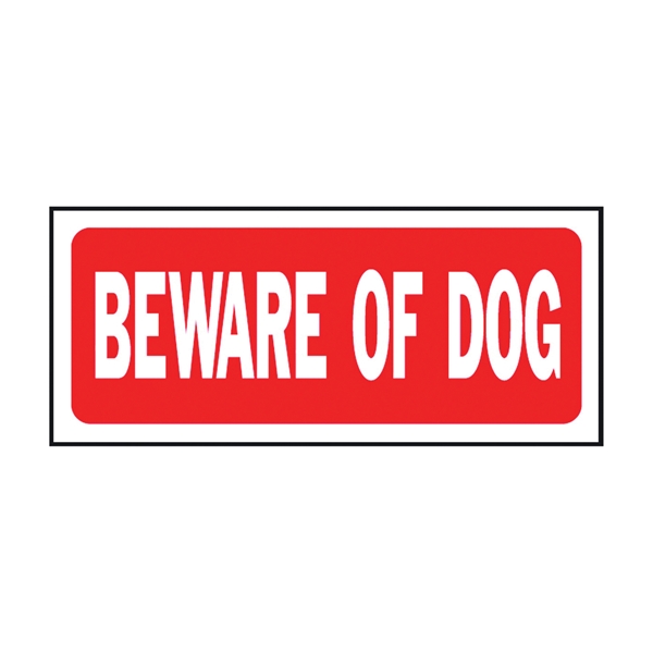 23001 Fence Sign, Rectangular, BEWARE OF DOG, White Legend, Red Background, Plastic, 14 in W x 6 in H Dimensions