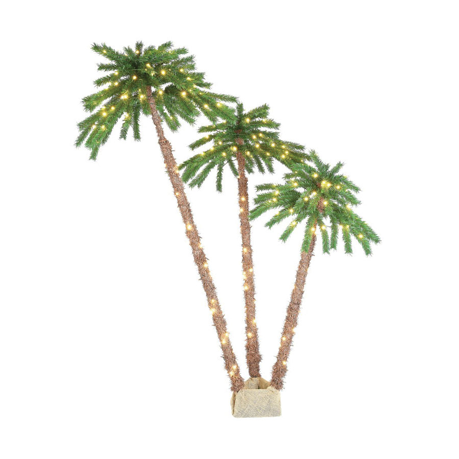 30860 LED Palm Tree, 3.5 ft W, Mesh Fabric/Metal Frame, Green/Brown, Mini Bulb