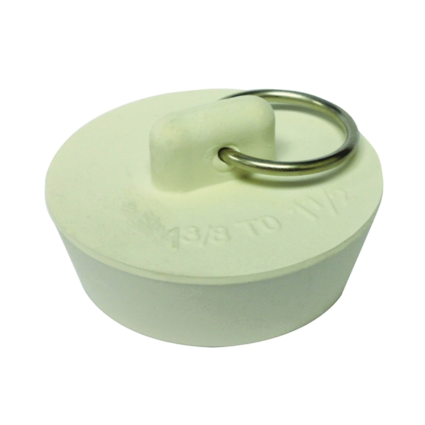 Duo Fit Series PP820-39 Drain Stopper, Rubber, White, For: 1-3/8 in to 1-1/2 in Sink