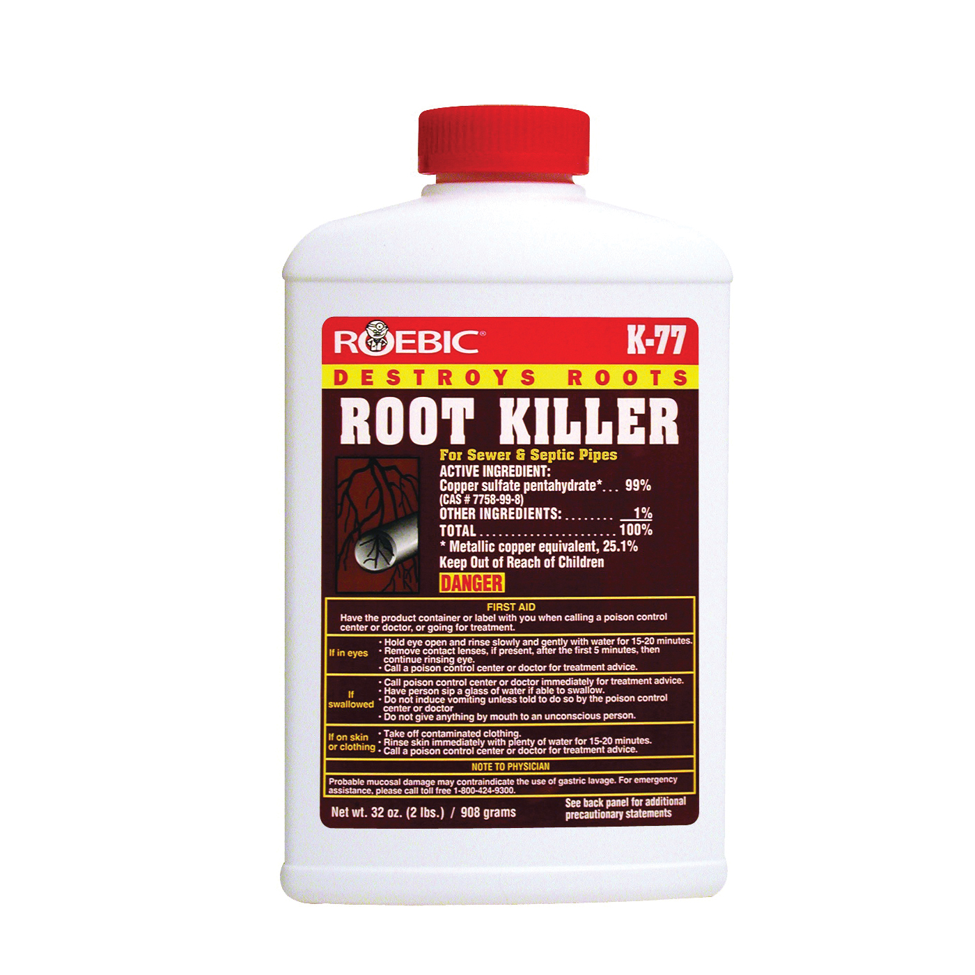 Roebic K-77 Root Killer, Crystal, Powder, 2 lb, Bottle - 1