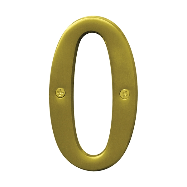 Prestige Series BR-43BB/0 House Number, Character: 0, 4 in H Character, Brass Character, Brass