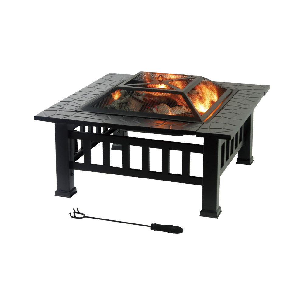 N834 Fire Pit Square, 32 in OAW, 32 in OAD, 17 in OAH, Square, Wood Ignition, 3.5 ft Heating