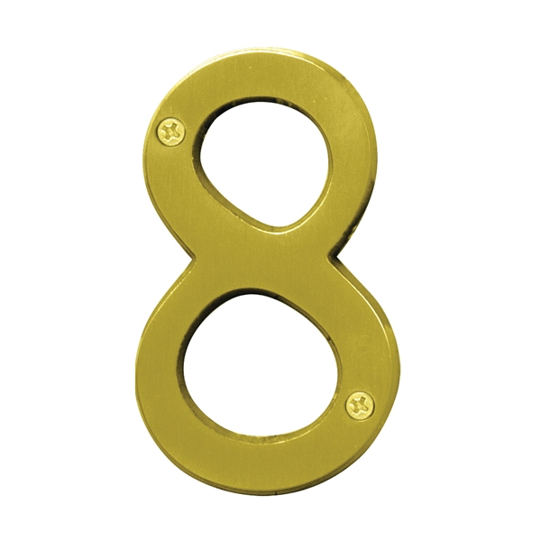 Prestige Series BR-43BB/8 House Number, Character: 8, 4 in H Character, Brass Character, Solid Brass
