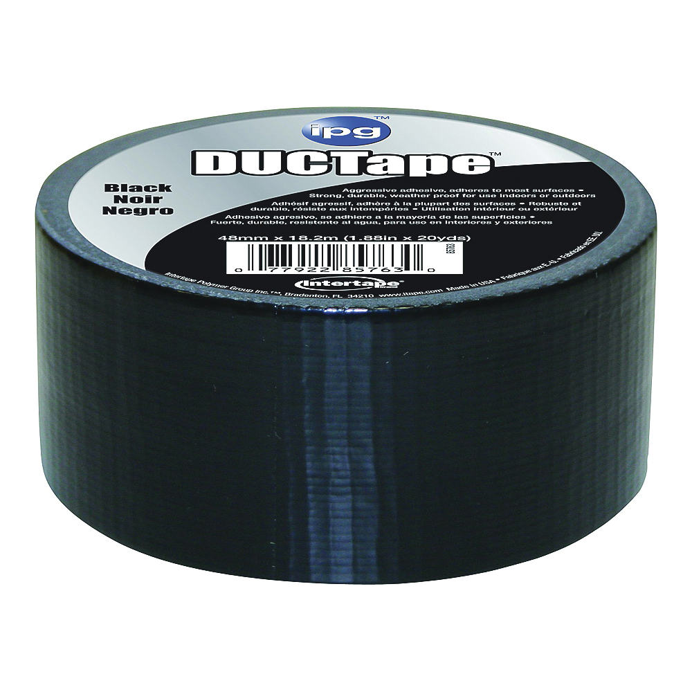 6720BLK Duct Tape, 20 yd L, 1.88 in W, Polyethylene-Coated Cloth Backing, Black