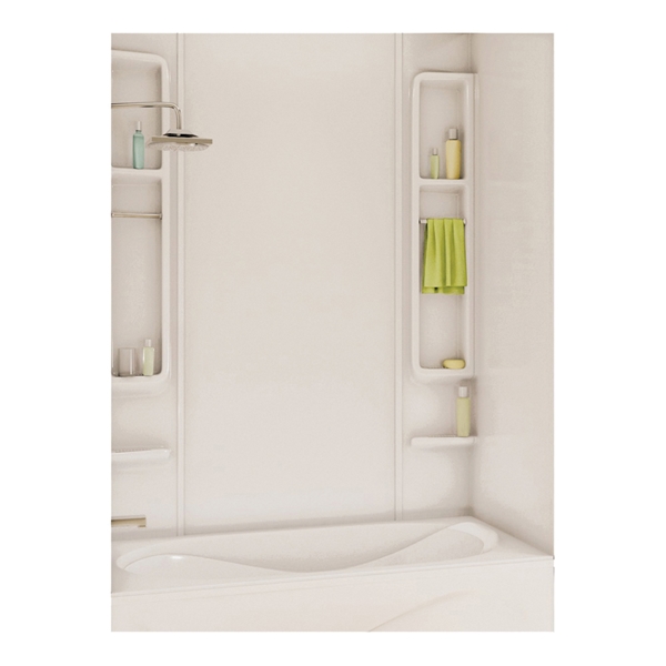MAAX Finesse 101345-000-001 Bathtub Wall Kit, 80 in H, 61 in W, Acrylic, White, Glue Up Installation, Smooth Wall - 2