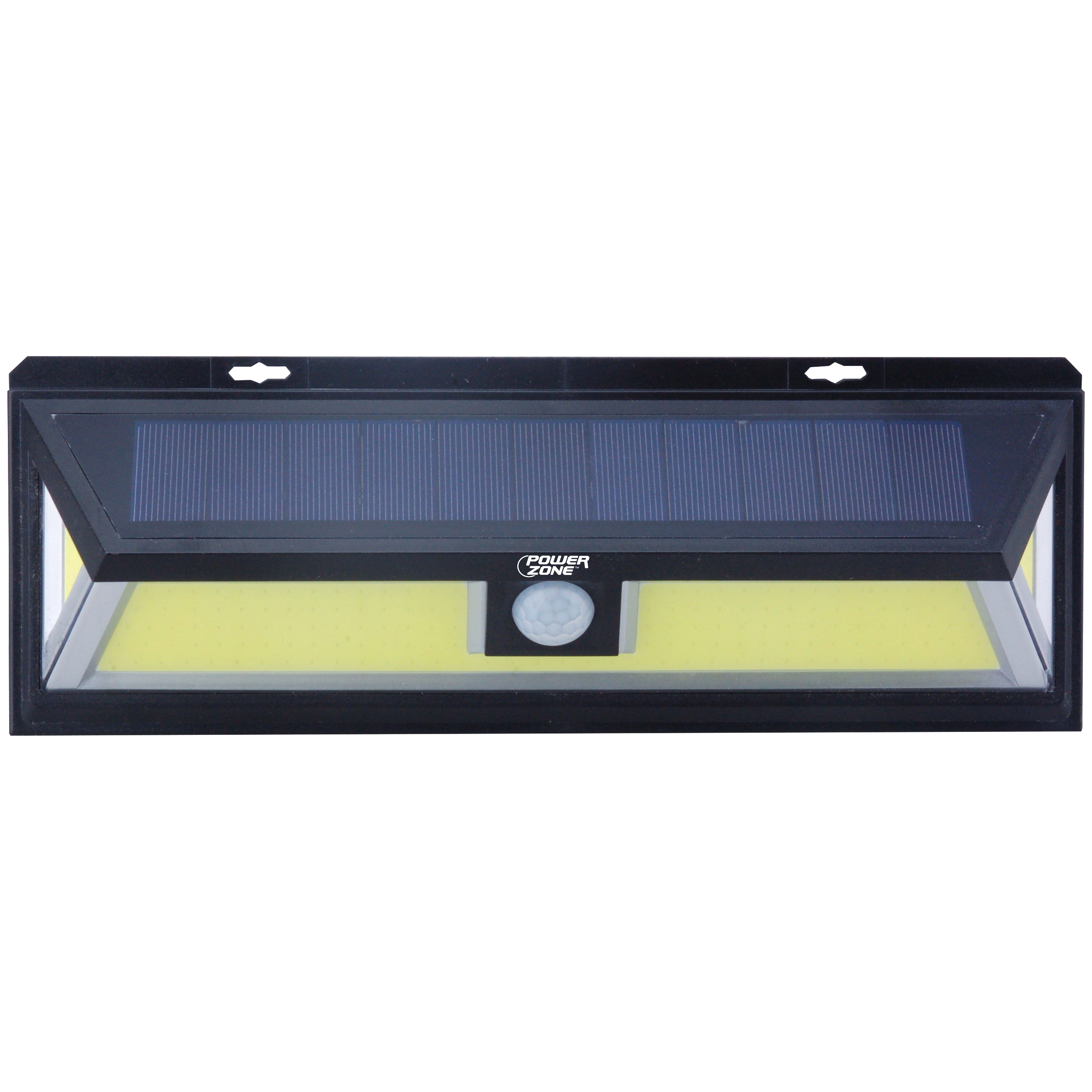 12455 Solar Powered Motion Sensor Wall Light, Lithium Battery, 1-Lamp, COB LED Lamp, ABS/PS Fixture, Black