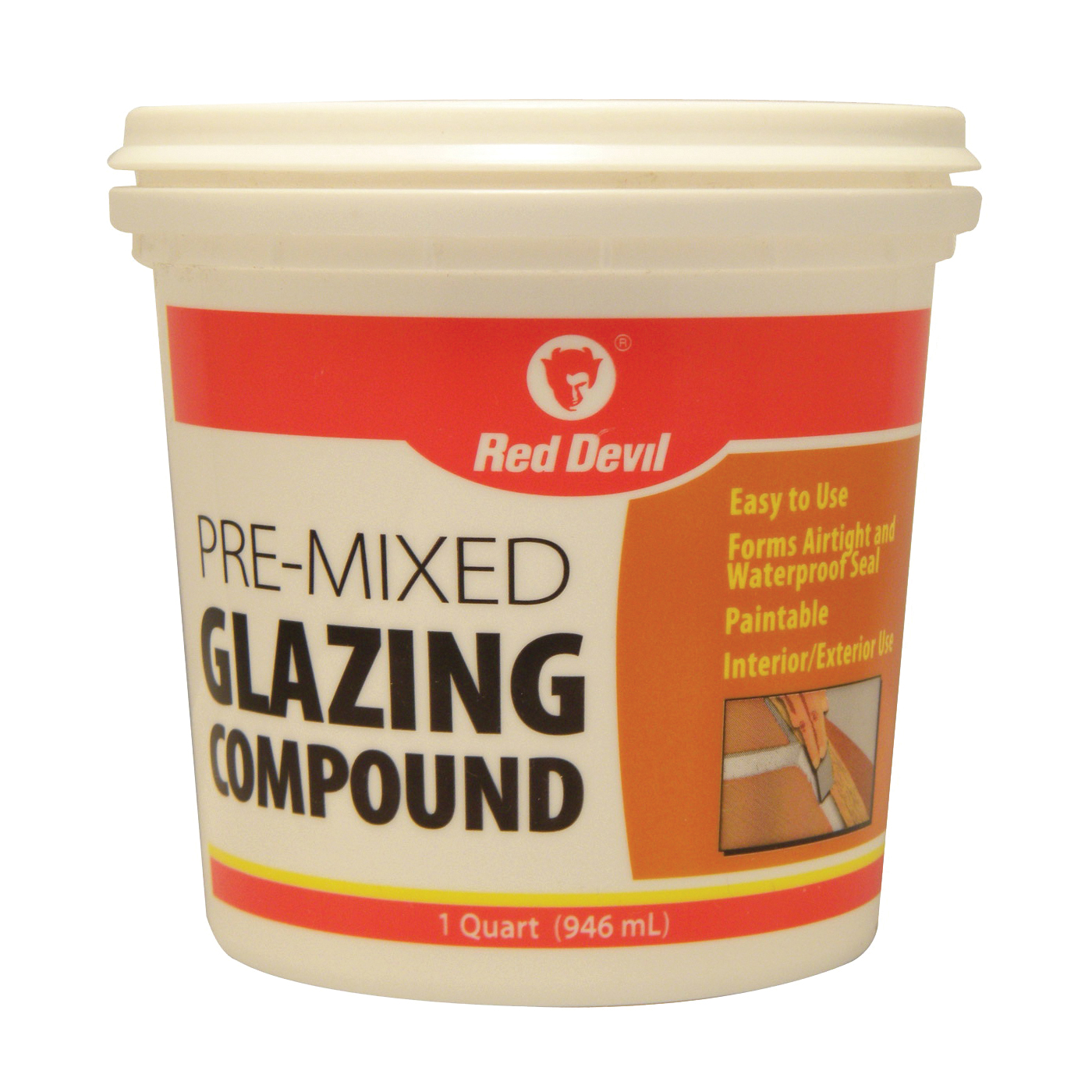 0664 Glazing Compound, Solid, Mild, Off-White, 1 qt Tub