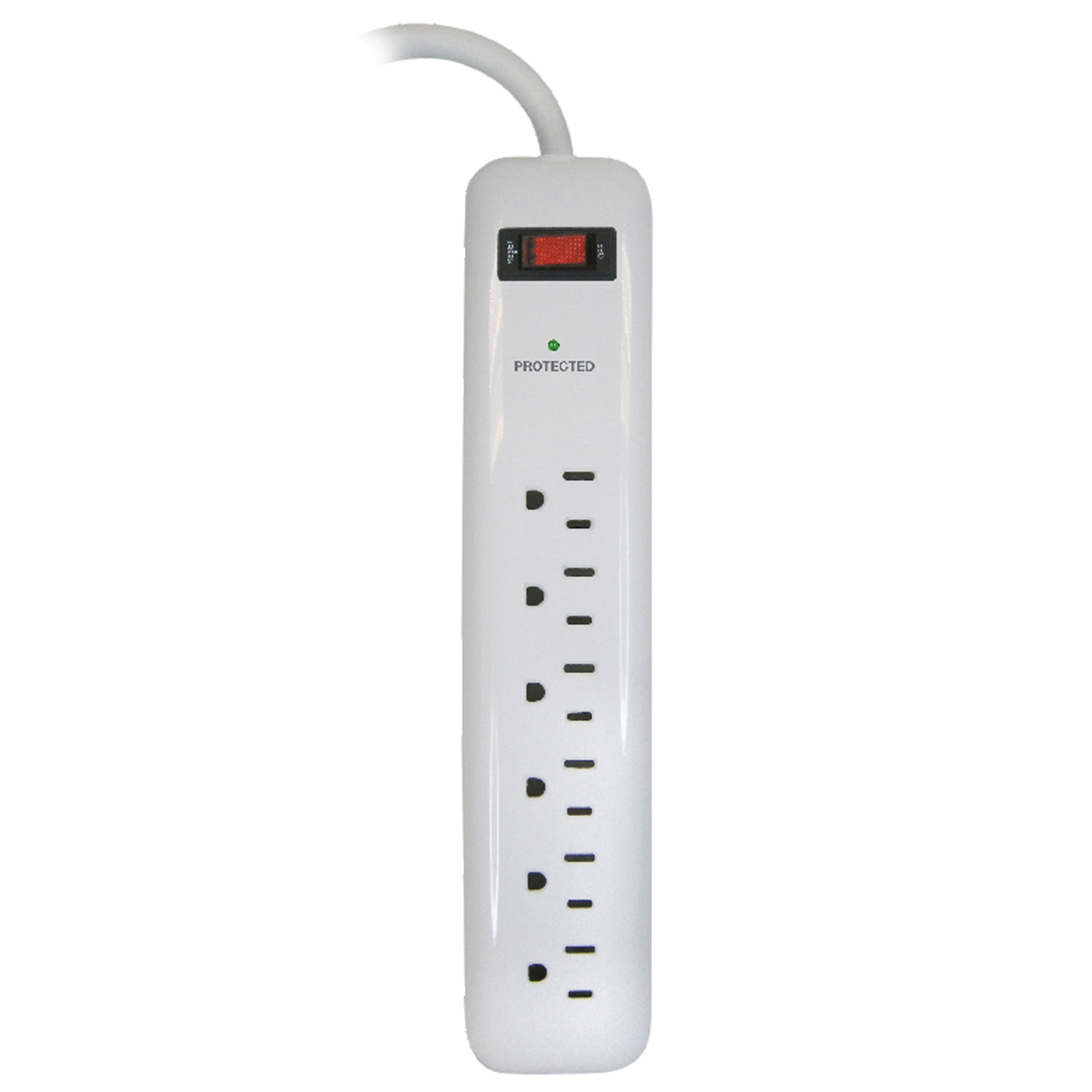 PowerZone OR802126 Surge Protector Power Strip, 125 V, 15 A, 6-Outlet, 1000 Joules Energy, White - 3