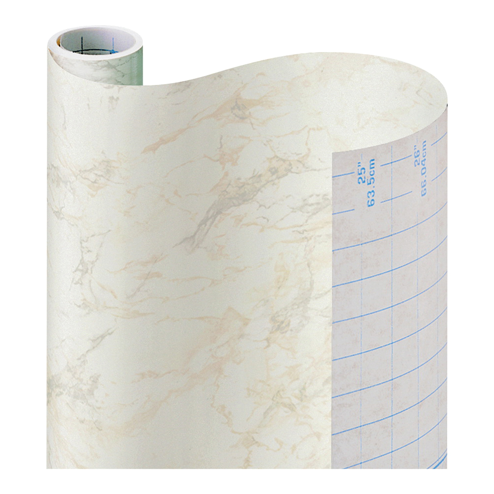 09F-C9823-12 Contact Paper, 9 ft L, 18 in W, Paper, Beige Marble