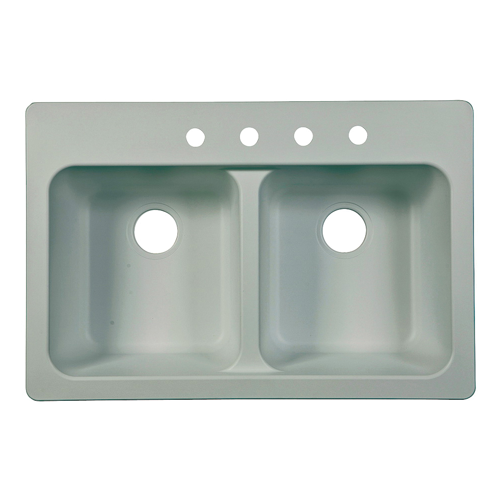 FTW904BX Kitchen Sink, 4-Deck Hole, 33 in OAW, 22 in OAH, 9 in OAD, Tectonite, White, Top Mounting
