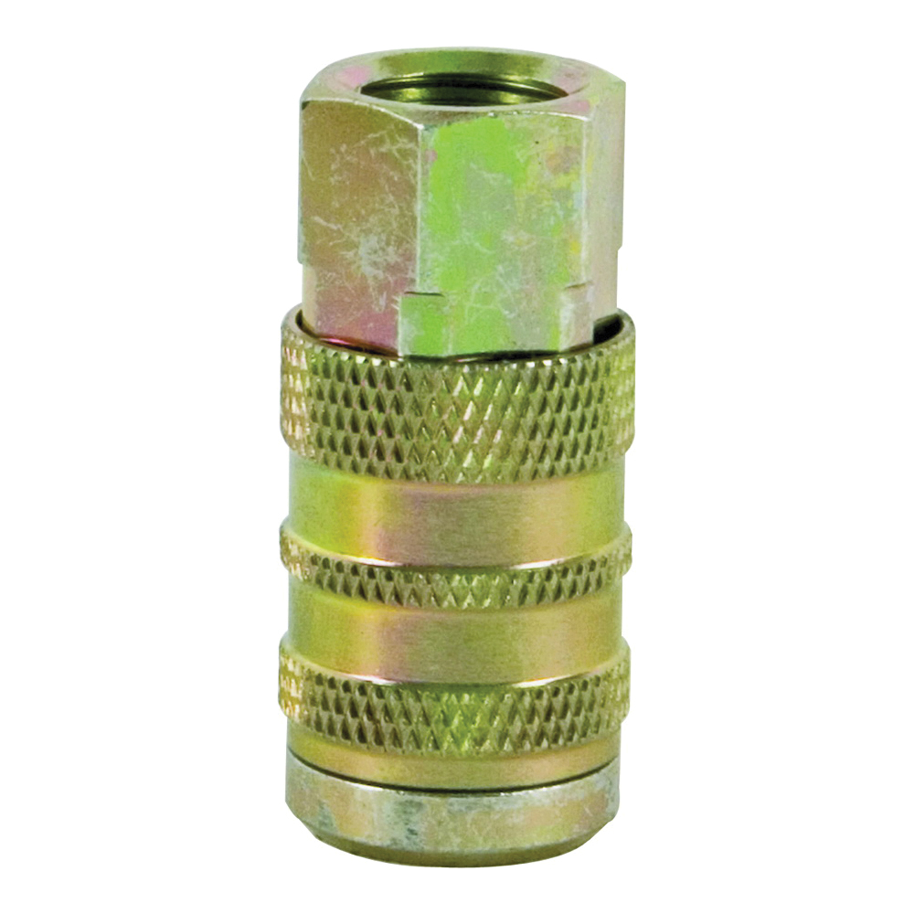 IC-14F Hose Coupler, 1/4 x 1/4 in, FNPT, Steel, Plated