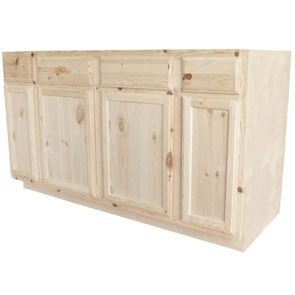 SBC60-PFP Base Cabinet, 60 in OAW, 24-3/4 in OAD, 34-1/2 in OAH, Pine Wood, 2-Drawer, 4-Door, Assembled