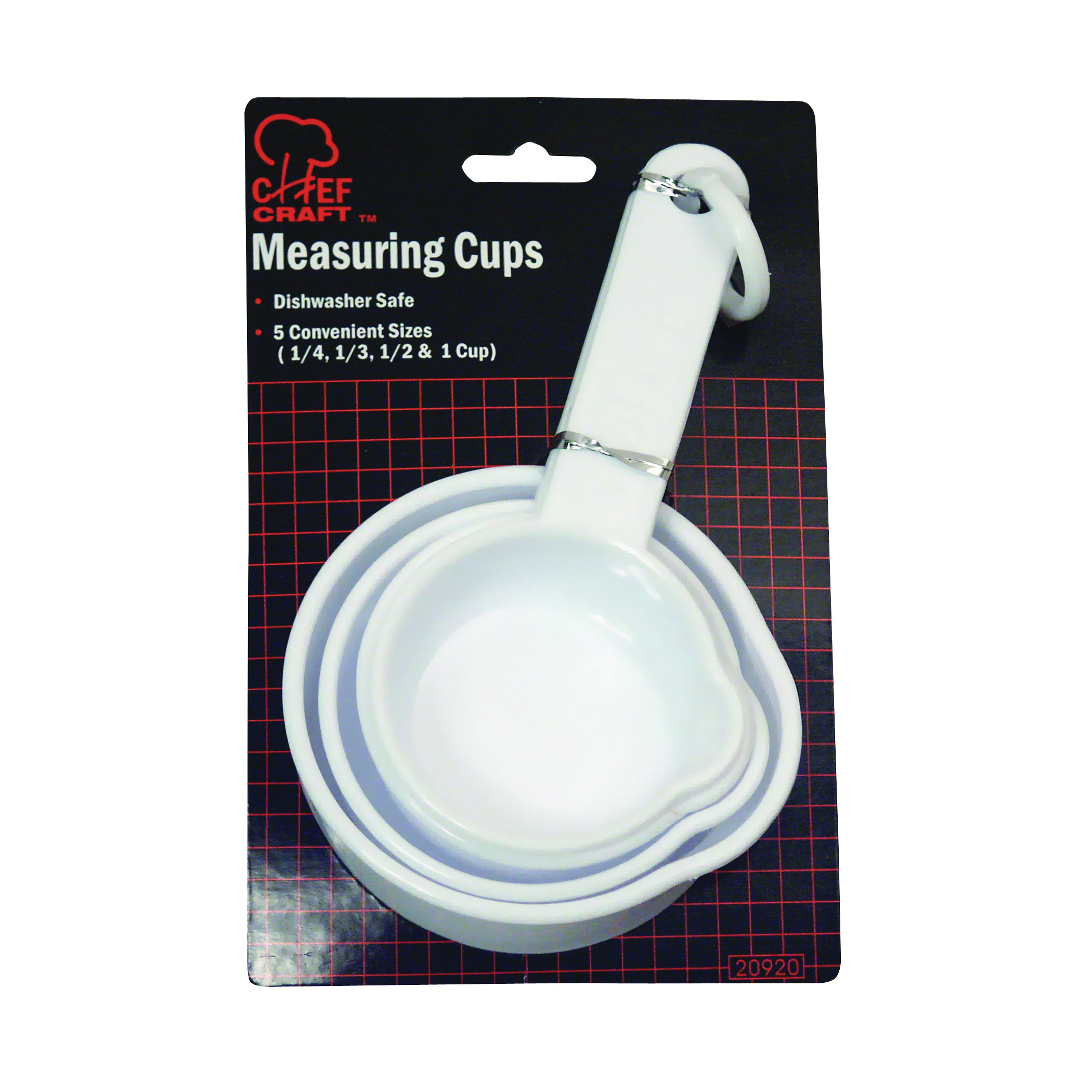 20920 Measuring Cup Set, Metric Graduation, Plastic, White